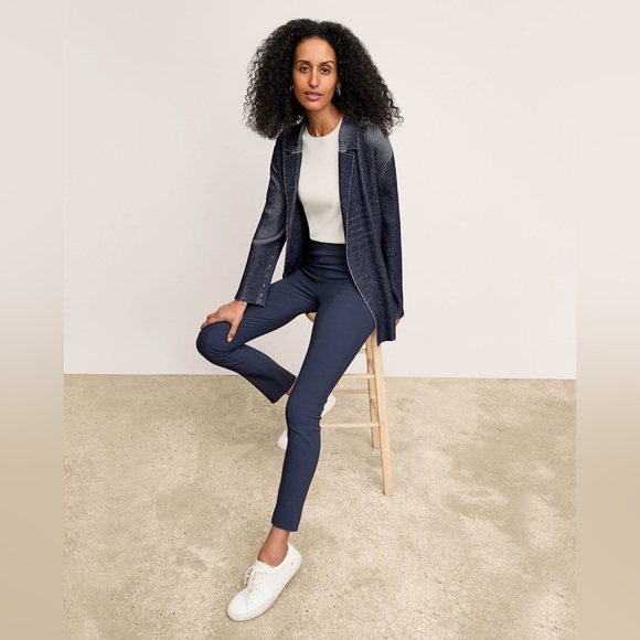 NEW MM LaFleur Foster Cigarette Pants Powerstretch Straight Navy Blue Sz 8 NWOT - Picture 2 of 12